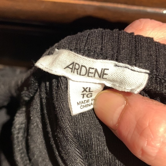 Black Off Ruffle Shoulder Midi Dress Ribbed Flare A-Line Sz Xl - Picture 6 of 8